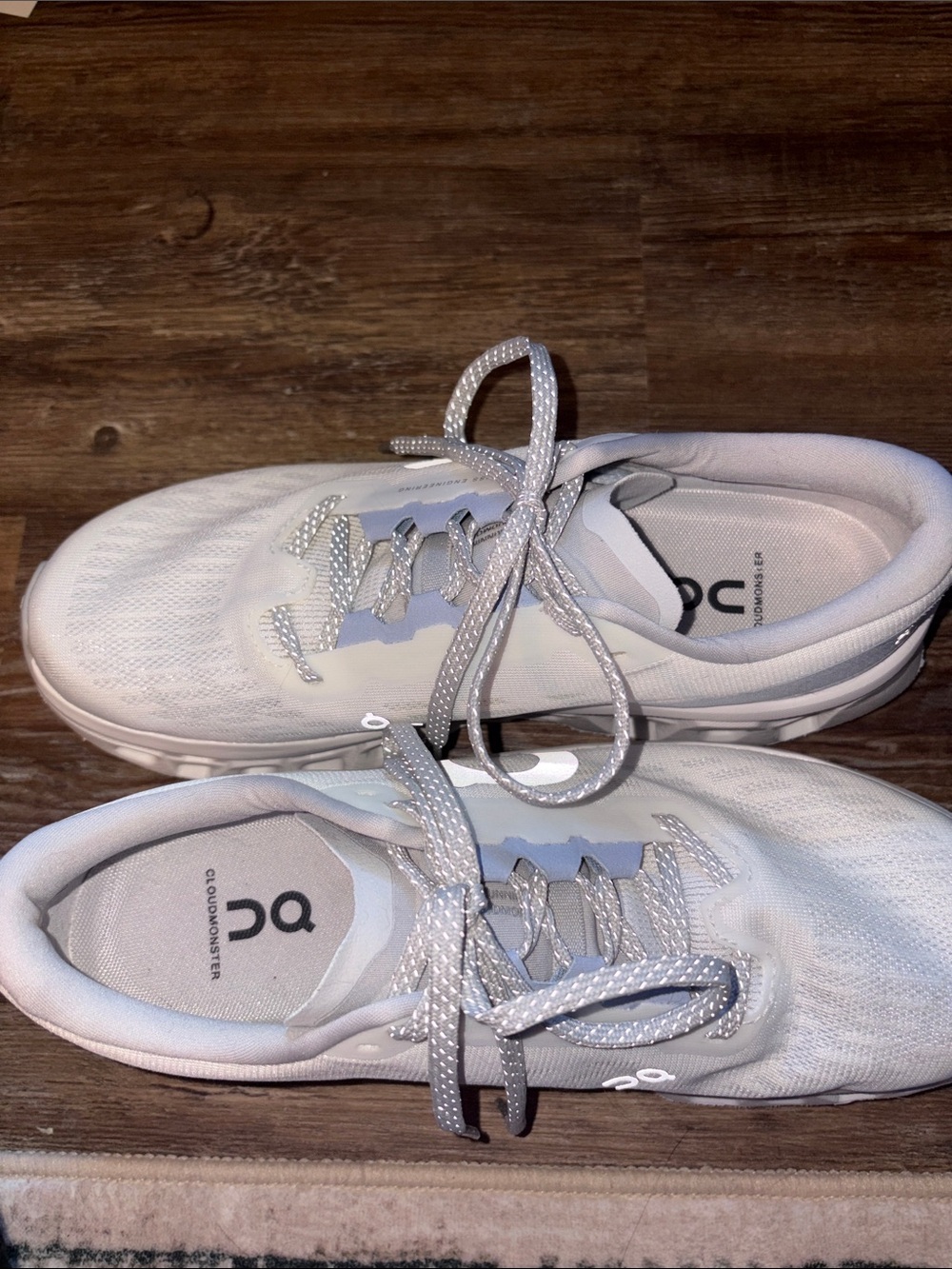 On Running Women’s Cloudmonster 3 White / Frost Sneakers - Picture 2 of 3